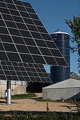 Tracker-type solar panel in a pig farm in Beuzec-Cap-Sizun, Finistère, France