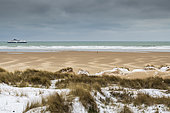 Walking on a beach of the Opal Coast, Pas de Calais, France
