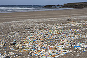 Contamination. Troops of plastic and microplastics that reach the beaches carried by the winds and the tides. Canary Islands.