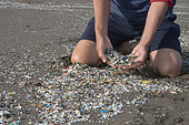 Contamination. Troops of plastic and microplastics that reach the beaches carried by the winds and the tides. Canary Islands.