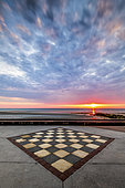 Checkerboard on the dyke of Wimereux, Opal Coast, Pas-de-Calais, France