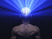 Rays of light comes out human head