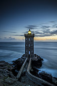 Kermorvan lighthouse at the blue hour, Le Conquet, Finistère, Brittany, France