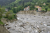 Saint-Martin-Vésubie: the damage caused by storm Alex on 2 October 2020. The bottom of the valleys was formed by sands from the last glaciation and boulders rounded by glacial erosion, Vésubie Valley, Alpes-Maritimes, France