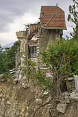 Saint-Martin-Vésubie: the damage caused by storm Alex on 2 October 2020. The bottom of the valleys was formed by sands from the last glaciation and boulders rounded by glacial erosion, Vésubie Valley, Alpes-Maritimes, France