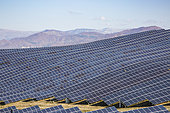 Large photovoltaic installation in a natural environment above Les Mées, Plateau de Valensole, Alpes de Haute Provence, France