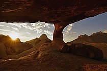 Rock arch, rock bridge in the Spitzkoppe area at sunset, Spitzkoppe, Damaraland, Namibia, Africa