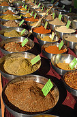 Organic spice stall at a market