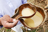 People of a quechua village drinking chicha, a beer made with corn. Andes. Urbina. Ecuador.