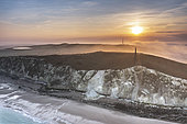 Cap Blanc-nez in the mist at sunrise, Opal Coast, Pas-de-Calais, France