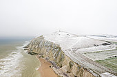 Snow-covered Cap Blanc-Nez, Opal Coast, Pas-de-Calais, France