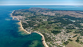 Northwest coastline of Ile d'Oléron with Ile de Ré in the background, Charente-Maritime, France