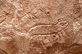 Pre-Hispanic petroglyphs. Stopover for caravans linking the altiplano to the Pacific coast. Hierbas Buenas, Atacama Desert, Chile.