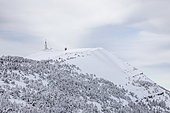 Snow-covered ridge and north face of Mont Ventoux, Provence, France