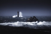 Storm Mathis in March 2023 at Phare du Four, Finistère, Brittany, France
