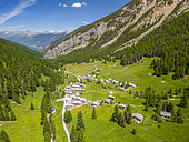 Chalets des Ayes (1762 m) on the GR 5 hiking trail, Villar-Saint-Pancrace, Hautes-Alpes, France