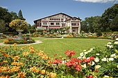 Flower beds in front of Villa Arnaga, Edmond Rostand house, Cambo-les-Bains, Pyrénées-Atlantiques, France
