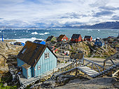 The town Uummannaq in the northwest of Greenland, north of the polar circle. North America, Greenland, danish territory