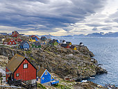 The town Uummannaq in the northwest of Greenland, north of the polar circle. North America, Greenland, danish territory