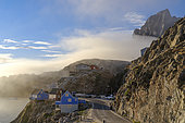 The town Uummannaq in the northwest of Greenland, north of the polar circle. North America, Greenland, danish territory