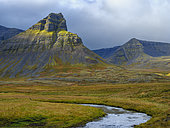 Keldudalur et Gjalpardalur à Dyrafjoerdur. Westfjords (Vestfirdir) en automne, Islande