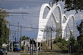 Beatus-Rhenanus bridge for the tramway, connects Strasbourg to Kehl in Germany, spanning the Rhine , Strasbourg, Bas Rhin, France