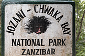 Stele at the entrance to Jozani-Chwaka bay national park, Zanzibar