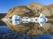 Landscape with icebergs in the Uummannaq Fjord System in the northwest of Greenland, north of the polar circle. north america, Greenland, danish territory, summer