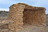 Rio Martin Cultural Park. Site of Cantalobos (dry-stone construction declared Intangible Cultural Heritage of Humanity in 2018). These huts were used to house shepherds on summer pastures. Province of Teruel, Spain