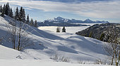 Aravis mountain range in winter from Col de Joux-plane, Samoëns, Alps, France