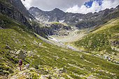 GR 54 long-distance hiking trail to Col de l'Aup Martin, Vallouise, Ecrins National Park, Hautes-Alpes, France