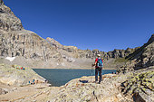 Lac de l'Eychauda (2514 m) on the GR Grand Tour des Écrins, Pelvoux, Écrins National Park, Hautes-Alpes, France