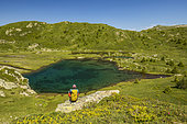 Lac de l'Agneau (2039 m), Taillefer massif, hike to Plateau des Lacs (2068 m) via the GR 50 long-distance hiking trail, Matheysine, Oisans, Isère, France