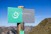 National Park boundary post at Col du Fer (2584 m), Mercantour National Park, Alpes-Maritimes, France