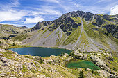 The chain of Vens lakes, the large lower lake, Mercantour National Park, Alpes-Maritimes, France