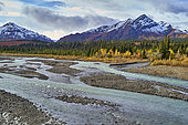 Teklanika river and tundra in autumn, Denali National Park, Alaska, USA