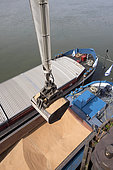 Loading wheat from a cargo ship, grain port, port of Rouen, Normandy, France