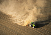 Drought in dry weather, raising dust high into the sky, France
