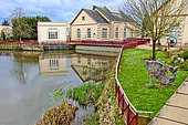 River l'Huisne and Usine des Eaux, Le Mans, Sarthe, France.