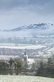 Saint Folquin d'Henneveux church in winter, Pas-de-Calais, France