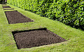 Future flower beds on the Tesse park lawn, Le Mans, Sarthe, France