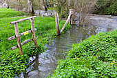 Flooding in the countryside, a river overflows its banks, Sarthe, France