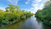 Loire branch in flood, Cosne sur Loire region, France