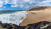 Seaside landscape, Playa de Papagayo, southwestern Lanzarote island, Canary Islands, Spain