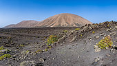 Volcanic landscape, volcano and lava field, Timanfaya Volcanoes National Park, Lanzarote, Canary Islands, Spain