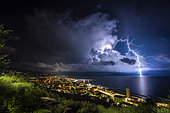Thunderstorm opposite Sestri Levante, Liguria, Italy.