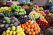 Fruits and vegetables stand at the Funchal market. Funchal. Madeira island. Portugal.