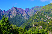 The mountains covered with forets around Sao Vicente. Madeira island. Portugal.
