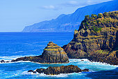 View on the cliffs of the north coast near the Seixal village. Madeira island. Portugal