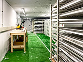 This building is dedicated to the cutting and temporary storage of ice cores. Concordia Antarctic Research Station, Dome C plateau, East Antarctica.
